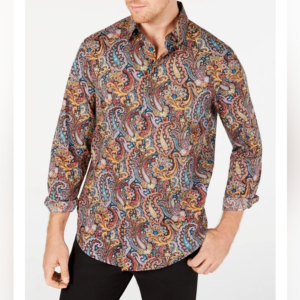 Tasso Elba Men's Colorful Paisley Button Down Shirt